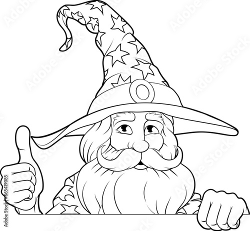 A wizard merlin cartoon beard magician man Halloween character mascot