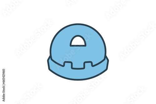 Construction Helmet Icon. Icon related to Construction. suitable for web site, app, user interfaces, printable etc. Flat line icon style. Simple vector design editable