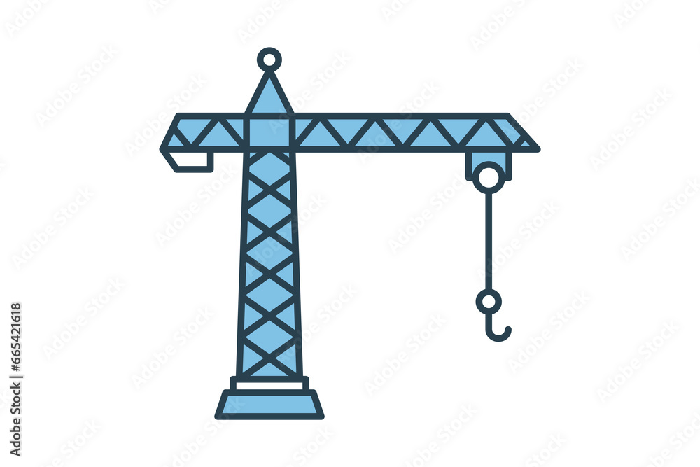 Crane Icon. Icon related to Construction. suitable for web site, app, user interfaces, printable etc. Flat line icon style. Simple vector design editable Crane Icon. Icon related to Construction. suitable for web site, app, user interfaces, printable etc. Flat line icon style. Simple vector design editable