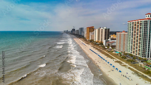 Myrtle Beach from drone, South Carolina. City and beach view at dusk © jovannig