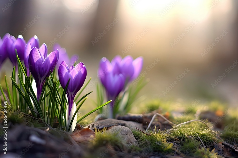 Spring purple crocus flower. Spring purple crocus flower.