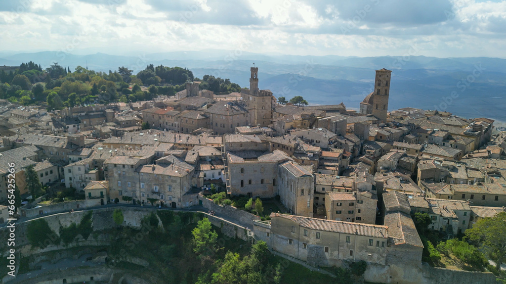 Aerial view of Volterra, a medieval city of Tuscany