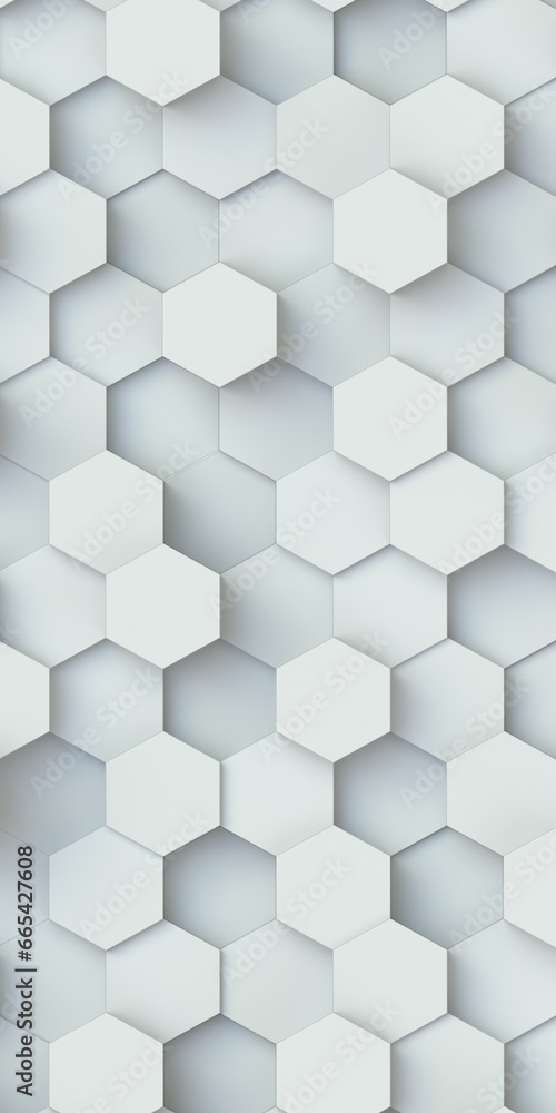 Fototapeta premium Volumetric hexagons at different levels. Background and backdrop for smartphone