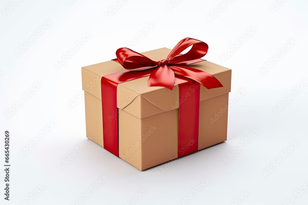 Obraz premium Gift box with red ribbon isolated on white background.