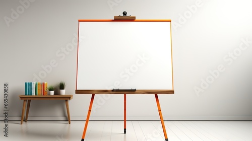 blank presentation board in the room with a table