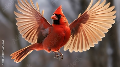 Northern Cardinal coming in for a landing. © Hamidakhanom