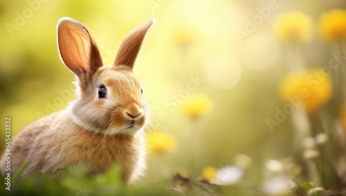 Easter Bunny with beautiful Spring Nature. © Hamidakhanom