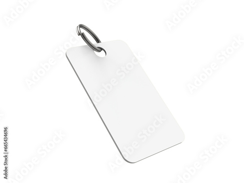 Rectangular metal keychain mockup for branding and advertising presentations. © AlexInkfusion