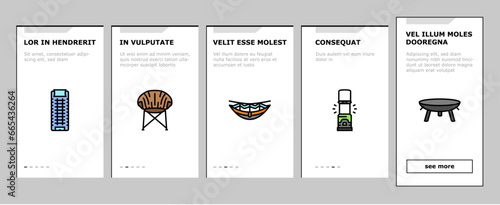 glamping tent nature luxury onboarding mobile vector. forest africa, barbecue glamour, camp, campfire bubble, chair beach, vacation glamping tent nature luxury Illustrations