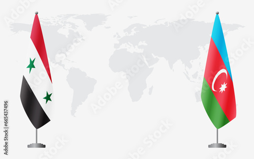 Syria and Azerbaijan flags for official meeting