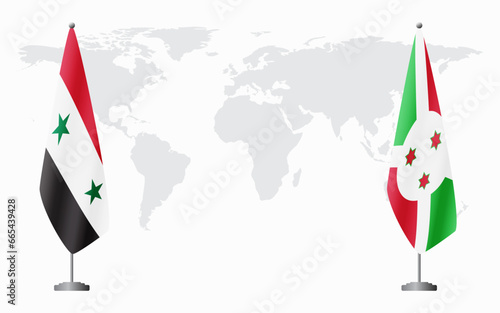 Syria and Burundi flags for official meeting