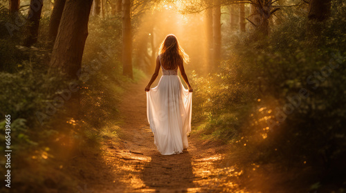 Open Woman Walking Forest