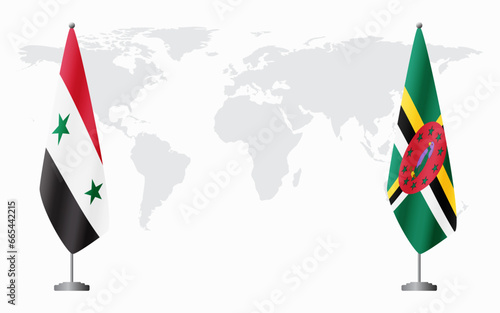 Syria and Dominica flags for official meeting