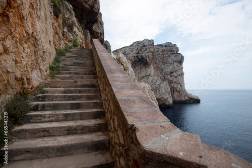 Access to Neptune Grotto Staircase - Sardinia - Italy photo