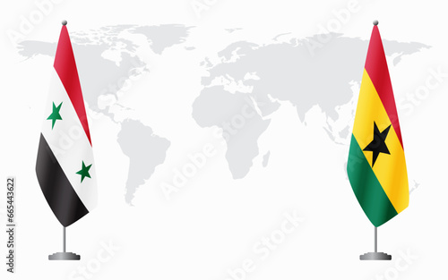 Syria and Ghana flags for official meeting