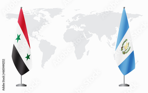 Syria and Guatemala flags for official meeting