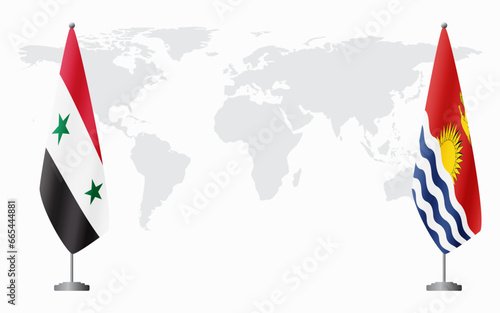 Syria and Kiribati flags for official meeting