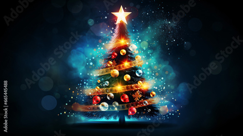 Christmas card with christmas tree