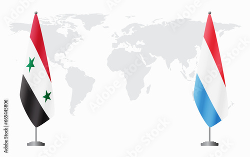 Syria and Luxembourg flags for official meeting