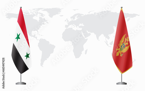 Syria and Montenegro flags for official meeting