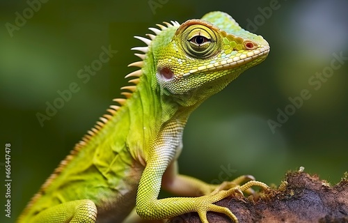Bronchocela cristatella, also known as the green crested lizard. © MDBepul