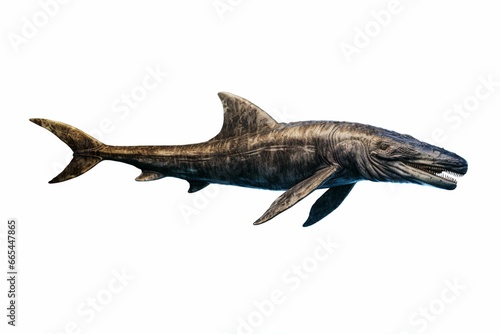 Enormous marine reptile Mosasaurus  existing in the late Cretaceous period  displayed on a clear background. Generative AI