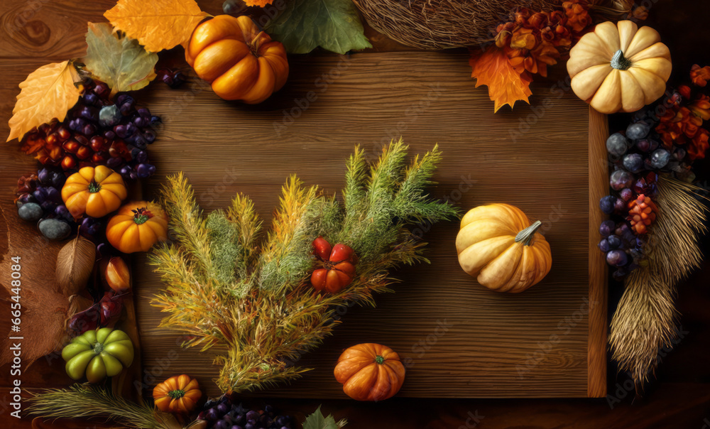 Holiday  Thanksgiving  Background Empty Wooden Space