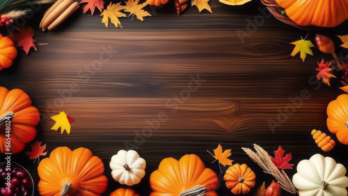 Holiday Thanksgiving Background Empty Wooden Space