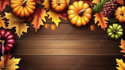 Thanksgiving Holiday on Table Background with Copy Space