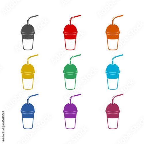 Milkshake drink icon isolated on white background. Set icons colorful