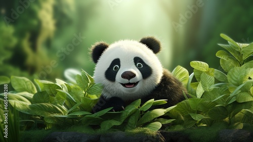 cute panda in the bamboo forest