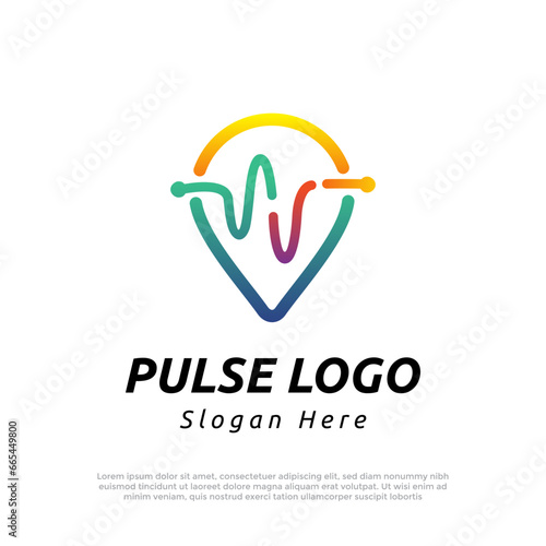 Minimalist pulse logo vector design template
