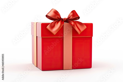 Gift box with red ribbon isolated on white background. © MDBepul