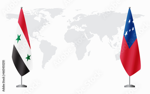 Syria and Samoa flags for official meeting