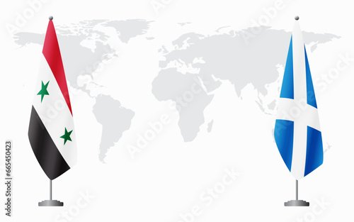 Syria and Scotland flags for official meeting
