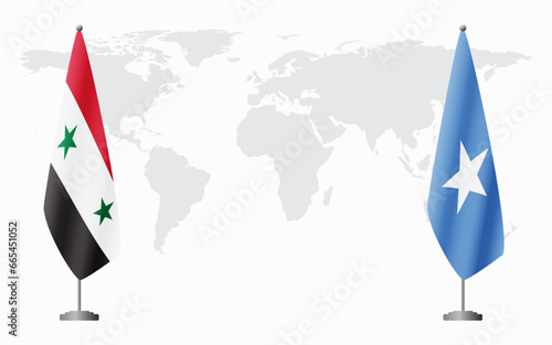 Syria and Somalia flags for official meeting