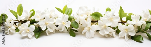 Jasmine flowers on white surface. © MDBepul