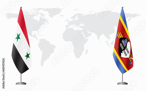 Syria and Kingdom of eSwatini - Swaziland flags for offi