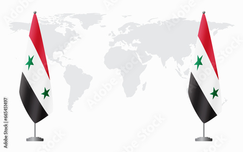 Syria and Syria flags for official meeting