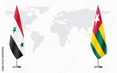 Syria and Togo flags for official meeting