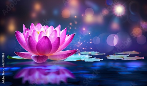 Lotus Pink light purple floating light sparkle purple background.