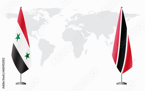 Syria and Trinidad and Tobago flags for official meeting