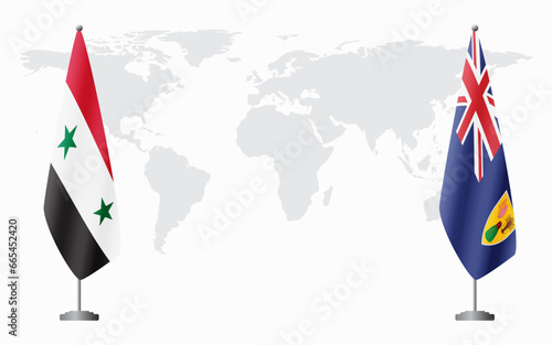 Syria and Turks and Caicos flags for official meeting