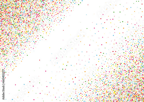 Rainbow Dot Background White Vector. Polka Celebrate Card. Bright Surprise. Colorful Confetti Decoration. Round Congratulation Design.