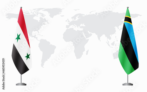 Syria and Zanzibar flags for official meeting