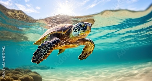 Photo of Sea turtle in the Galapagos island. © MDBepul