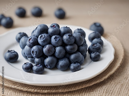 blueberries on a plate Clear Image, Highly details, Generative Ai