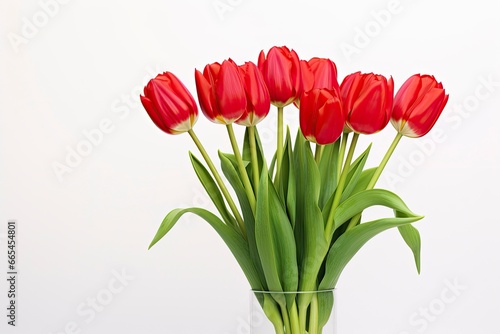 Red tulips isolated on white background. © MDBepul
