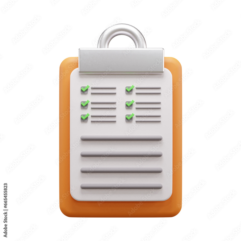 Checklist document 3d icon illustration or Clipboard document 3d icon illustration or to do list 3d icon illustration Checklist document 3d icon illustration or Clipboard document 3d icon illustration or to do list 3d icon illustration