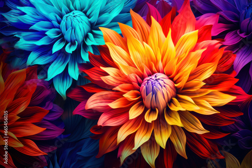 Colorful dahlia flowers as a background. Close up.